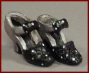 SA449 Pair of  Silver & Black Dot Shoes