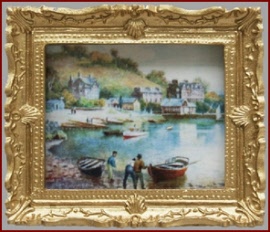 P 006 A Gold Framed Picture of a Harbour Scene