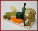 SA173 Cheeses & Wine on Plain Board
